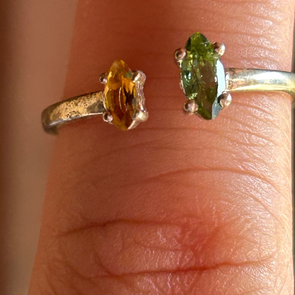 Energy Muse Tourmaline Green Yellow Ring Size 7 Women Crystal Gem